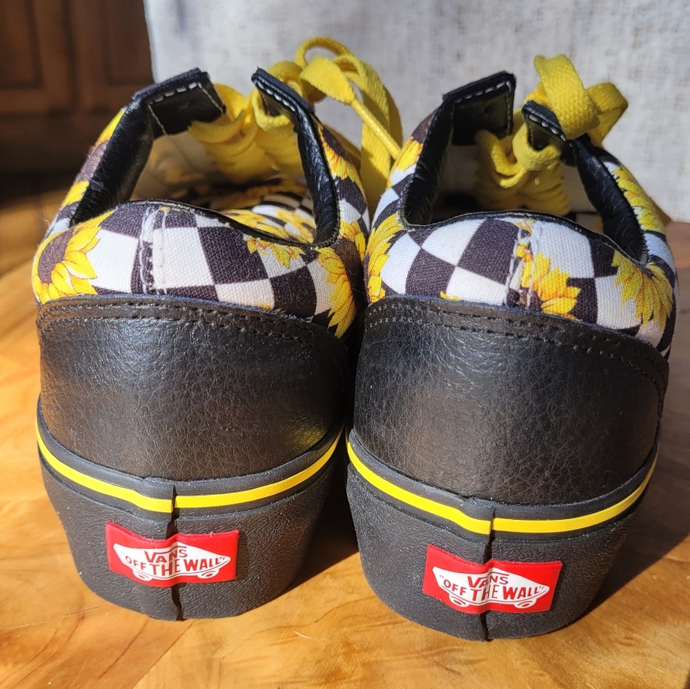 NWOB | Vans Customs Old Skool Platform Shoe Sunflower Checkerboard - Picture 2 of 8